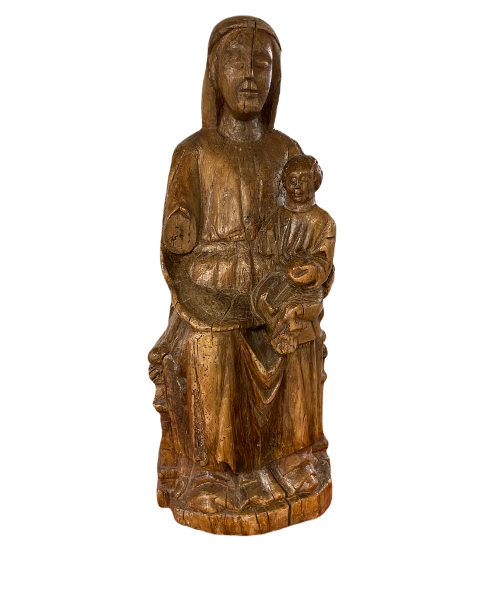 Thronende Madonna mit Kind. 13. Jahrhundert. Hauptansicht der Skulptur