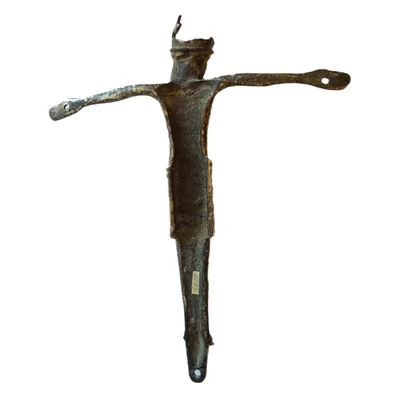 Romanischer Christus Rheinische-Maaslandische Kunst. Vergoldete Bronze. Ansicht Nummer 3