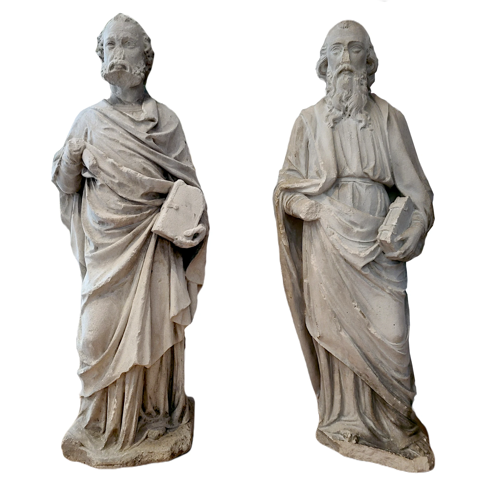 Gothic sculptures of the apostles Peter and Paul.