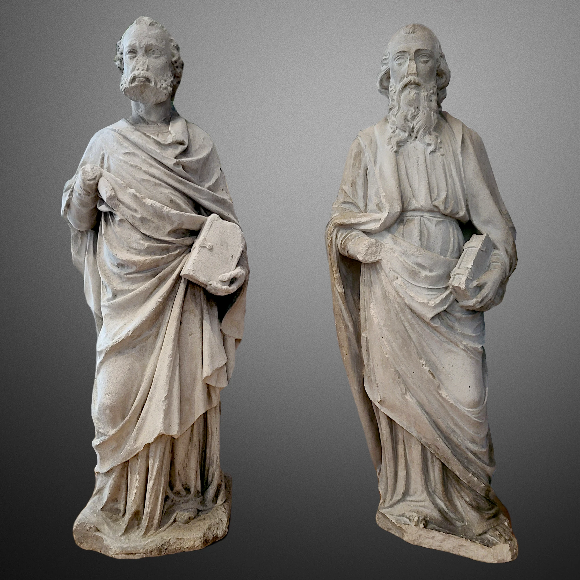 Gothic sculptures of the apostles Peter and Paul.