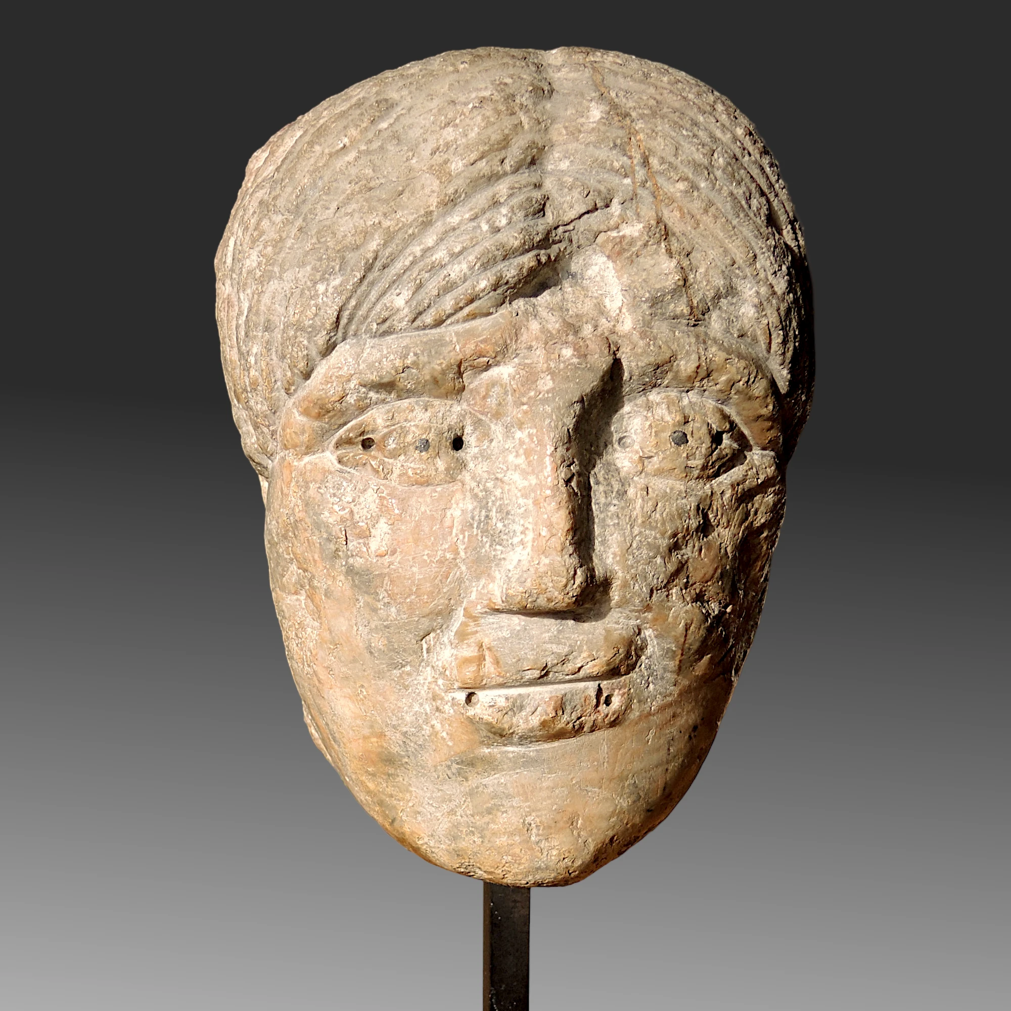 Romanesque marble head Saint-Michel de Cuxa Abbey.