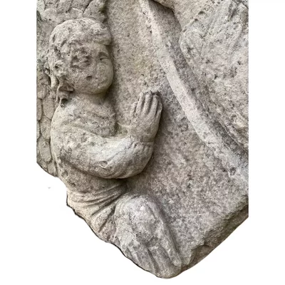 Fragment of a Gothic tympanum. Angel of the Last Judgment. View number 1