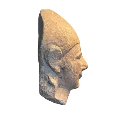 Cypriot head of a male votary. Archaic Cyprus. Beardless male wearing a conical helmet. View number 2