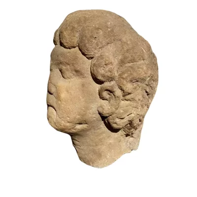 Head of Apollo. Gallo-Roman art.  Important bust of Apollo with hair tied back. View number 2