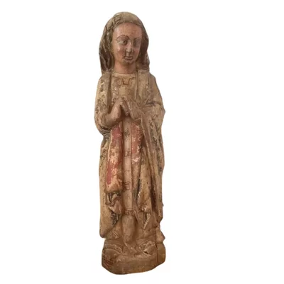 Polychrome Virgin of the Annunciation. Catalonia. Main view of the sculpture