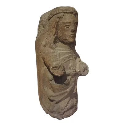 Romanesque sculpture Saint Lucy. Northern Spain. Main view of the sculpture