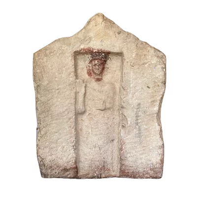 Punic stele. Carthage 3rd century. BC Main view of the sculpture