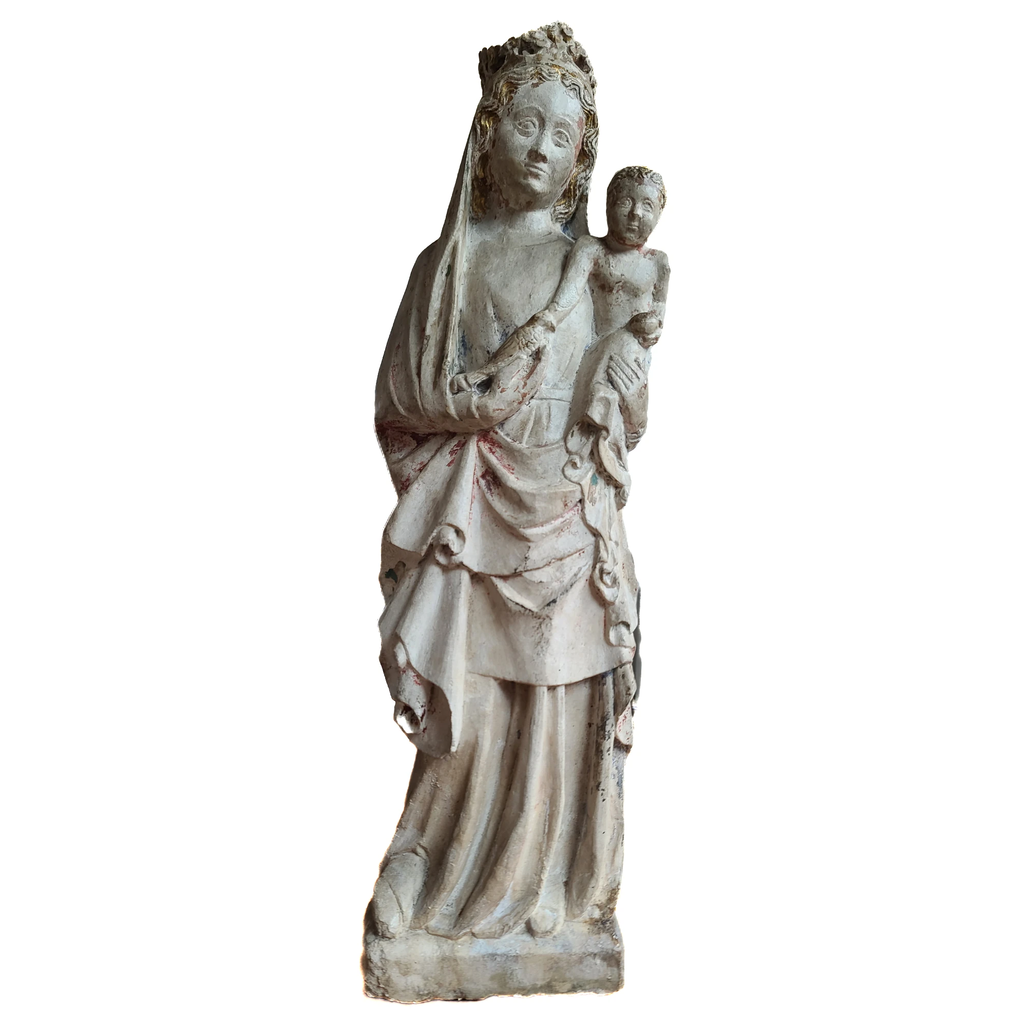 Vierge à l'enfant époque gothique Ile-de-France.